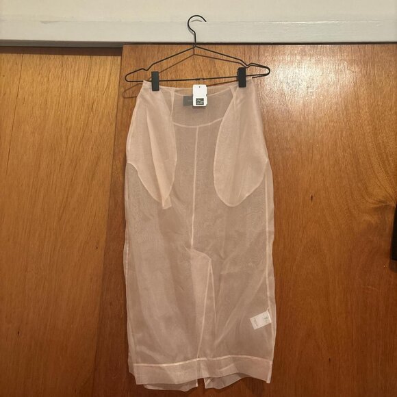 NWT Simone Rocha Sheer Silk Organza Midi-Skirt in Pale Pink (US 0/UK 4) - Picture 2 of 4